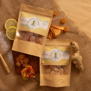 paquet de bonbon au miel avec du citron et du gingembre