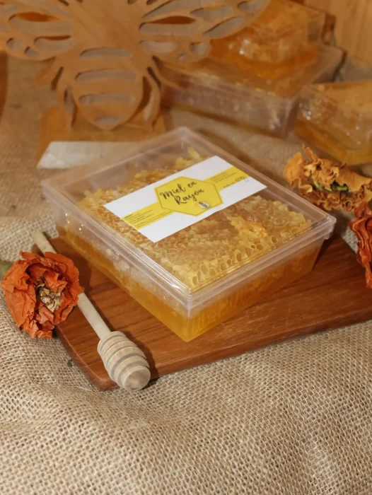 miel en rayon avec cuillère en bois